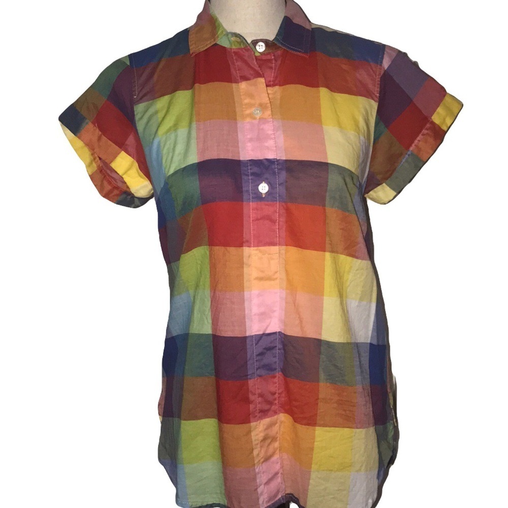 J. Crew Xs Womens Short Sleeve Multi Color Stuart